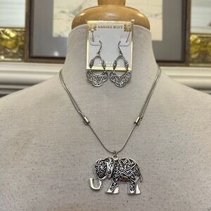 Silver Elephant Jewelry Set